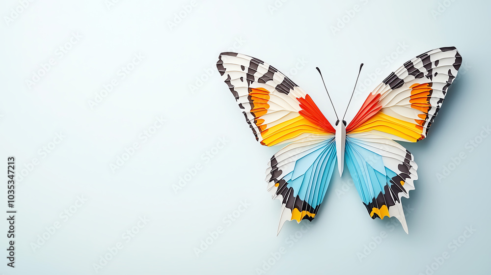 Poster a stunning low poly art style butterfly with intricate wings showcasing colorful patterns and unique