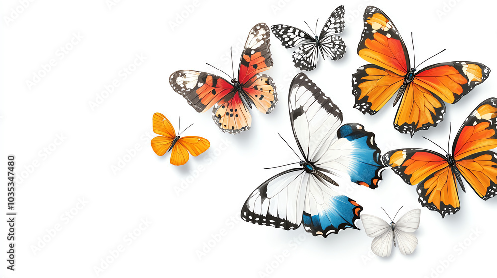 Poster a captivating sequence of butterfly metamorphosis exploring the transformation of wings and biodiver