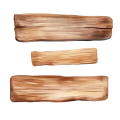 Set of rustic wooden boards featuring charming watercolor cafe signs for a cozy, artistic ambiance.