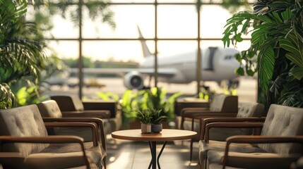 Obraz premium contemporary airport lounge scene with sleek,