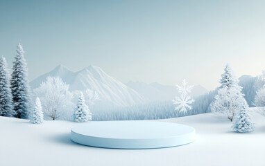 Fresh and natural winter snow and ice theme e-commerce product display background
