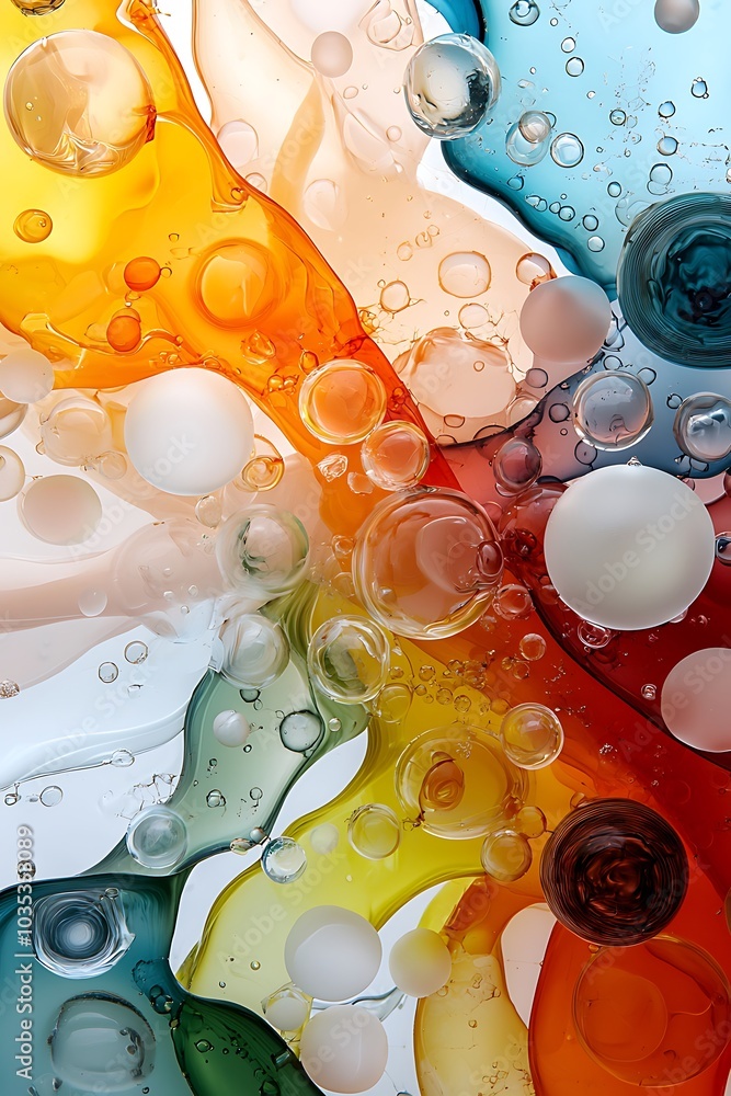 Aufkleber an engaging abstract image showcasing vibrant colors and bubbles in a fluid motion. this artwork cap