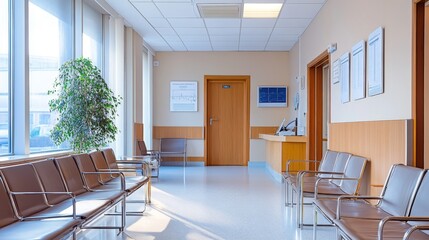 Fototapeta premium Empty Waiting Area in Modern Hospital or Clinic