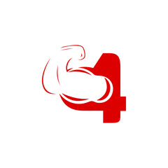 A combination logo between fitness hands with letters, numbers, alphabet, initials with a red base color for business purposes and others