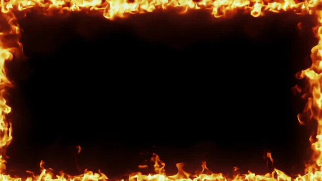  frame with a fiery border and empty space in the center for text or design elements