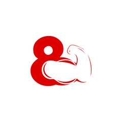 A combination logo between fitness hands with letters, numbers, alphabet, initials with a red base color for business purposes and others