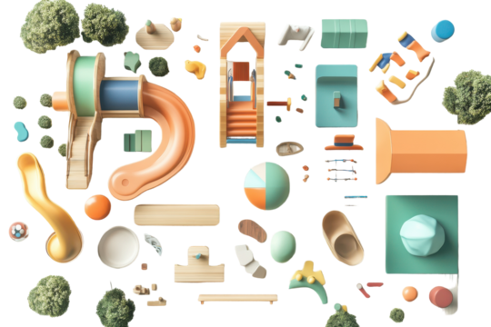 Baby Activity Center with Rotating Seat and Playful Accessories Isolated on Transparent Background