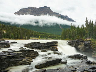 Waterfall in Canadian Rockies long exposure