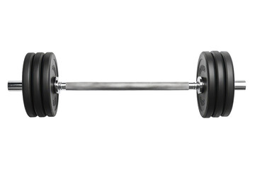 Adjustable Barbell Set with Weight Plates Isolated on Transparent Background