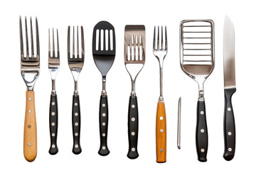 Heavy-Duty BBQ Utensils with Ergonomic Handles for Comfortable Gripping Isolated on Transparent Background