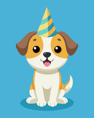 Fototapeta premium Puppy wearing party hat celebration mammal animal. 