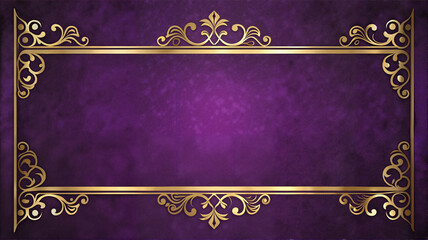 Gold scrollwork border on rich purple background