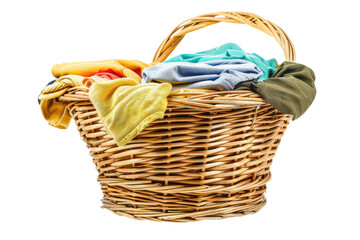 Obraz premium A Laundry Basket Overflowing with Clean Clothes Ready for Folding and Organizing, Perfect for Blogs about Domestic Chores and Home Cleaning Routines