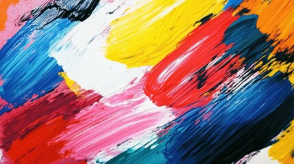 Fototapeta premium Bold brush strokes in vivid hues, forming a dynamic and textured abstract design