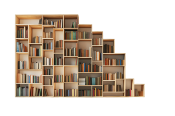 Stylish Bookshelf with Sleek Design and Multiple Compartments Isolated on Transparent Background