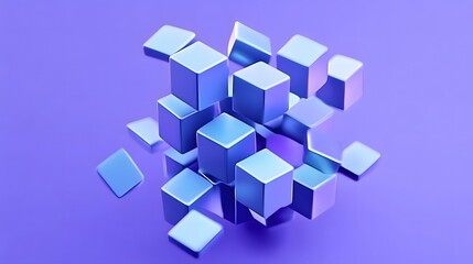 Obraz premium Abstract 3d render, purple and blue geometric design