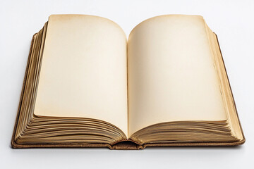 Open blank book resting on a flat surface for creative writing