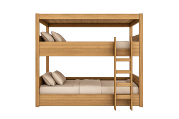 Contemporary Bunk Bed with Slide and Built-In Storage for a Stylish and Functional Room Isolated on Transparent Background