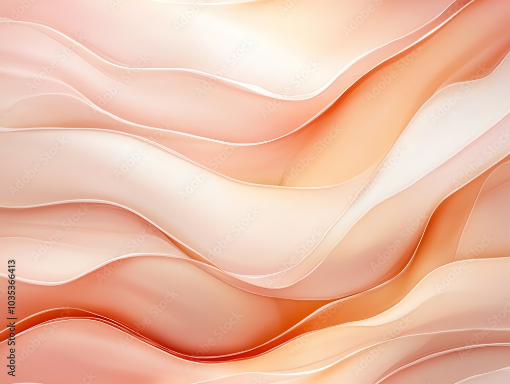 Poster elegant abstract wave pattern in soft peach and cream tones, perfect for backgrounds and design proj