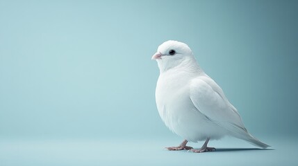 Obraz premium A white bird is standing on a blue background
