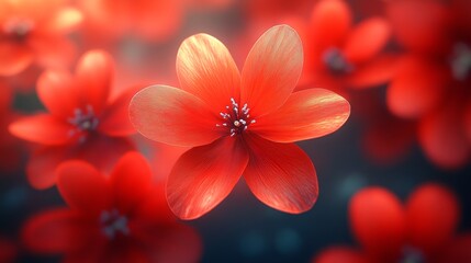 A close up of a red flower with a blurry background