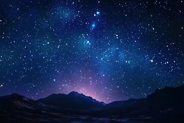 Starry Sky. Night Scape with Galactic Universe Background at High Mountain