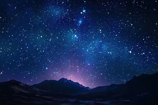 Starry Sky. Night Scape with Galactic Universe Background at High Mountain