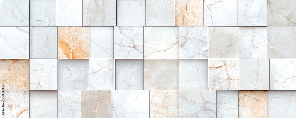 Aufkleber elegant marble tiles in a seamless pattern, showcasing subtle variations in color and texture, perfe
