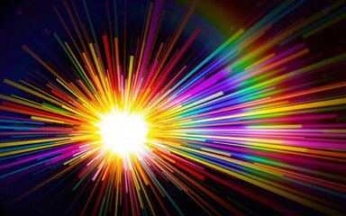Obraz premium Abstract Energy Radiate Color Lines Bars In Blue Orange Green Red Purple Yellow