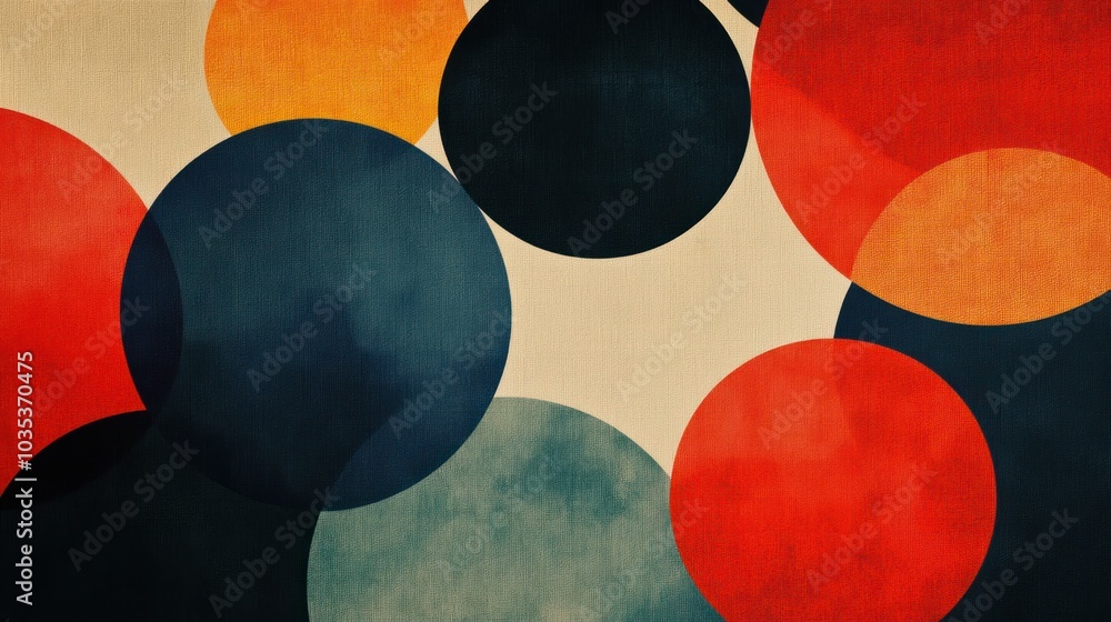 Poster gradient circles overlapping in a harmonious pattern, forming an abstract, modern look