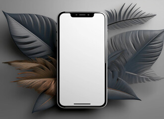 Smartphone mockup design. White screen on the mobile phone.