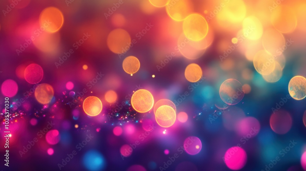 Poster soft focus bokeh lights in various colors, creating a dreamy and abstract background