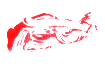 Single red brush stroke on transparent background.