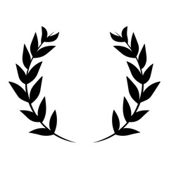 Black silhouette circular laurel foliate icon