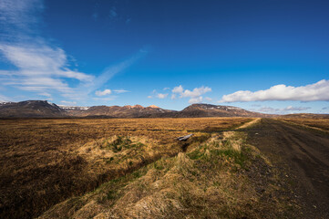 Nature sceneries with a lighthouse inside the Dyrhólaey Peninsula, Vik I Myrdal, Iceland