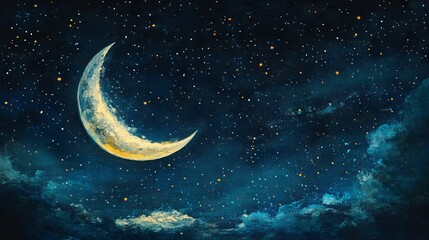 Moon and Stars Night Sky