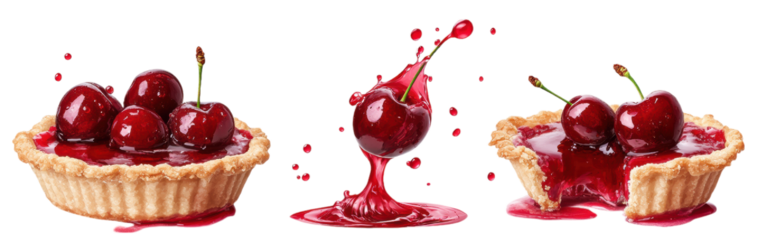 Cherry Tartlets with Splashing Red Glaze and Fruit