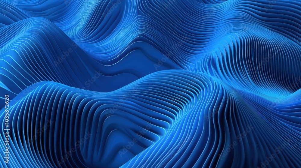 Poster dynamic blue lines flow across a techy background, creating an abstract composition that captures th