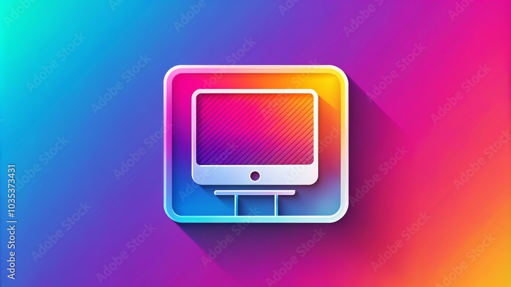 Poster electronic icon in trendy flat style for website design and app ui