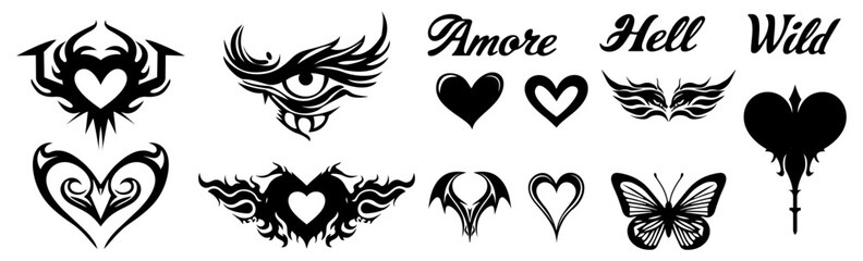 Set of gothic tattoo sticker