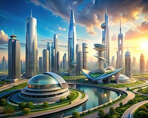 A futuristic city with advanced technology