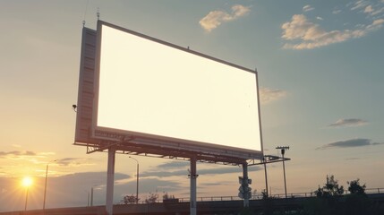 Obraz premium Empty Billboard at Sunset in Urban Landscape