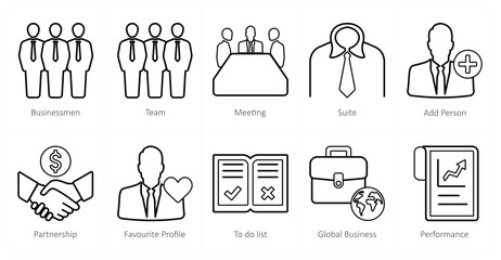 A set of 10 mix icons as businessman, team, meeting