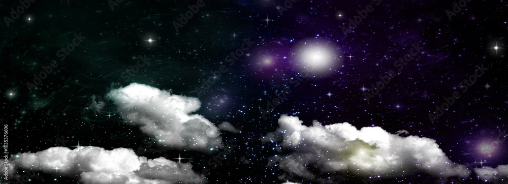 Wall mural galaxy in a free space. 3d rendering