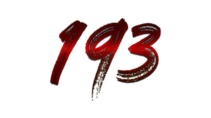 3D blood red number design of 193 on white background.