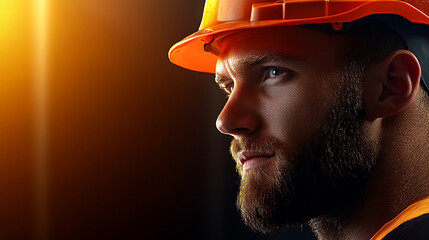 Portrait of a builder Safety first Hard hat Confident professional with space for text.