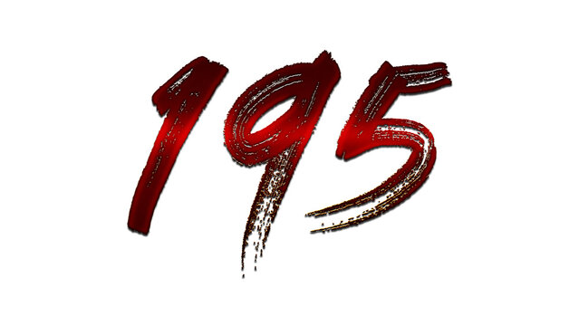 3D blood red number design of 195 on white background.