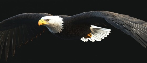 Obraz premium Majestic Bald Eagle in Flight with Outstretched Wings