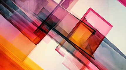 Fototapeta premium Geometric shapes with overlapping transparent layers, creating a modern abstract design