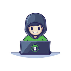 Flat Hacker Icon Vector for Cybersecurity and Programming Designs